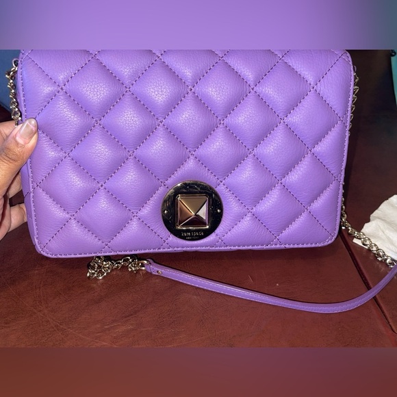 Kate Spade Purple Quilted Pale Gold Coast Meadow Shoulder Bag NWT full inclusion - Picture 4 of 15
